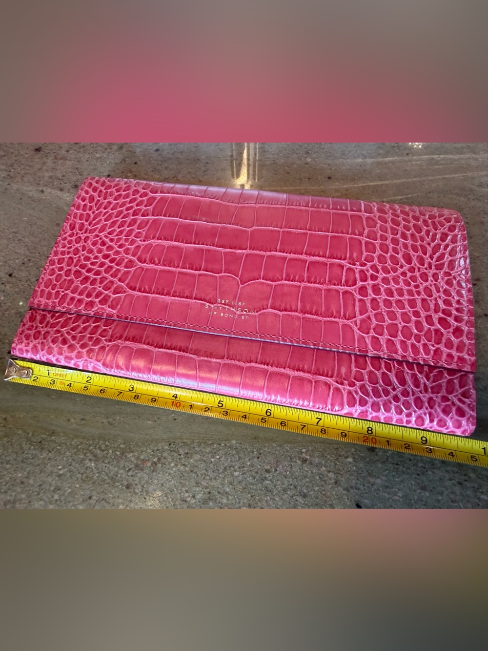 Pink Croc-Embossed Slim Wallet - Saint S... - Picture 4 of 6